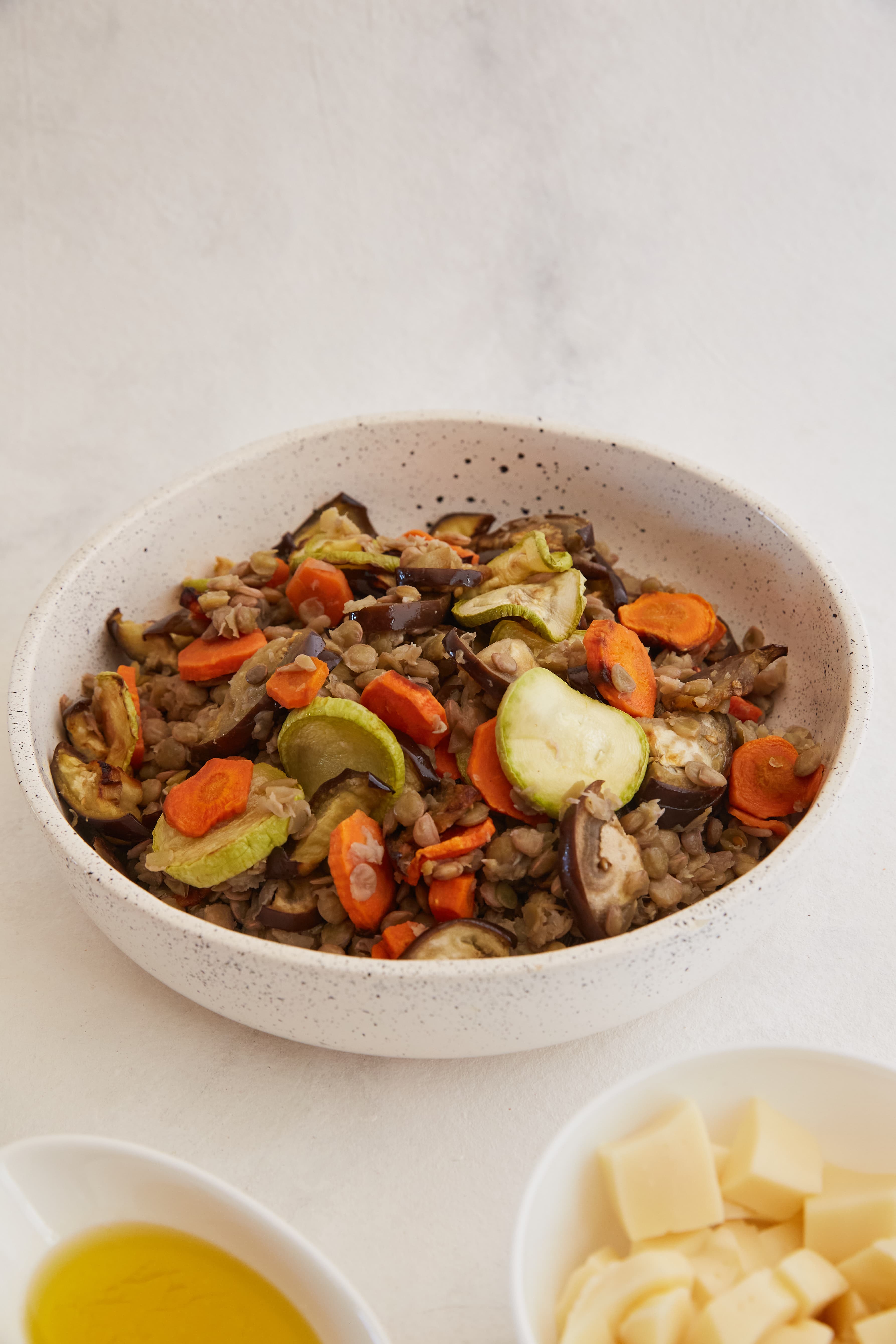 Salteado de lentejas con verduras